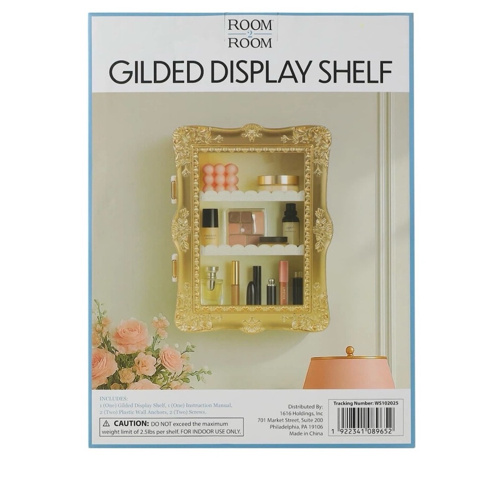 TikTok Viral Room2Room Five Below Gilded Display Shelf Gold Vanity Cabinet - Picture 4 of 16
